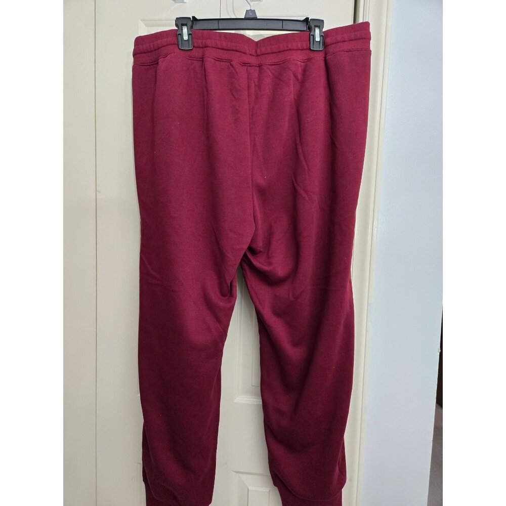 Zerdocean Mens Burgundy Fleece-Lined Sweatpants With Drawstring Waist & Pockets